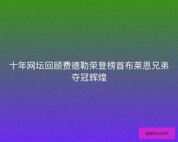 十年网坛回顾费德勒荣登榜首布莱恩兄弟夺冠辉煌 十年网坛回顾费德勒荣登榜首布莱恩兄弟夺冠辉煌